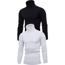 Efnaz Style 2 Adet Unisex Kaşkorse Boğazlı Full Likralı Fitilli Body Kazak