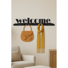 Özgürce Siyah Metal Duvar Askılığı, 7 Kancalı, Dekoratif ve Çok Amaçlı 69X12 cm