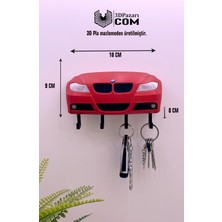 Özgürce Kırmızı 3D Baskı Bmw E90 Tasarımlı Dekoratif Anahtar Askılığı