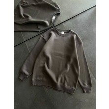 Efnaz Style Kışlık Bisiklet Yaka Üç Iplik Basic Sweatshirt - Füme