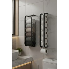 PremiumPort Modern Banyo Seti, Havluluk ve Tuvalet Kağıtlık Takımı Şık Tasarım