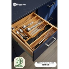Özgürce Bambu 7 Bölmeli Ayarlanabilir Sürgülü Çekmece Içi Mutfak ve Ev Organizeri