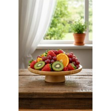 Özgürce Bambu 20 cm Yuvarlak Ayaklı Sunum Tabağı, Ahşap Servis Sunumluk