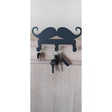 Özgürce Şık Metal Siyah Bıyık Dekoratif Anahtar Askısı ve Askılık Seti