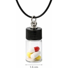 Tamgacrafts 2cc Çevirmeli Su Geçirmez Kapak 3cm Gerçek Cam Şişe Kolye Tohum Dilek Kapsül