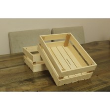 Özgürce Doğal Ahşap Kasa Sandık Raf Organizer Seti 30X20X10 Cm, Şık ve Kullanışlı