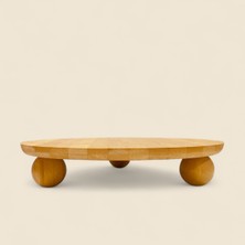 Özgürce Bambu Top Ayaklı Yuvarlak Pasta ve Kek Standı 24X24 cm Natural