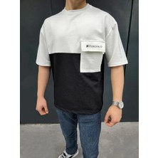 Efnaz Style Unisex Torba Cep Detaylı  Parçalı T-Shirt - Siyah