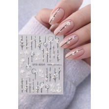 Misyul 5d Tırnak Sticker Yapışkanı Çubuklu & Çiçekli MIS-3833