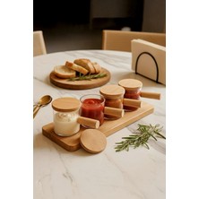 Özgürce 4'lü Ahşap Kapaklı Standlı Reçellik ve Sosluk Seti, 80 Ml, Şık Sunum