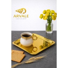 Özgürce Lüx 6'lı Kare Paslanmaz Çelik Gold Renk Tepsi Seti 21X21CM