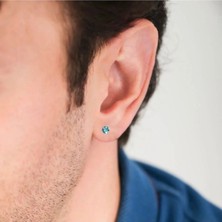 Tamgacrafts Turkuaz Zirkon Taşlı 4 mm Mıknatıslı Deliksiz Küpe 1 Çift Manyetik Fake Küpe