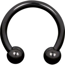 Tamgacrafts Siyah At Nalı Piercing 10 mm Çelik Septum Dudak Helix Tragus Küpe
