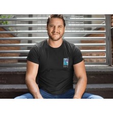 Efnaz Style Erkek Bisiklet Yaka Baskılı Oversize T-Shirt - Siyah