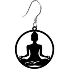 Tamgacrafts Yoga Buda Meditasyon Küpe 5 cm Siyah Akrilik Zen Sembol Kancalı Hafif Küpe