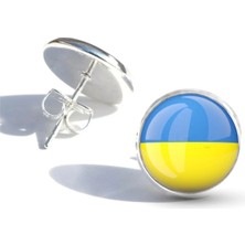 Tamgacrafts Ukrayna Ukraine Bayrağı Küpe 1 Çift Yuvarlak Iğneli Paslanmaz Çelik