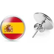 Tamgacrafts Ispanya Spain Bayrağı Küpe 1 Çift Yuvarlak Iğneli Paslanmaz Çelik
