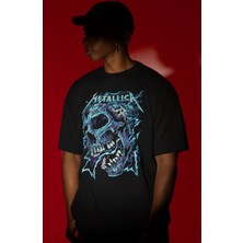 Sevbano Metallica Rock Metal Müzik Grubu Ön Baskılı Unisex Oversize Tişört