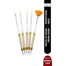 Misyul Tırnak Desen Fırçası 5'li Beyaz Altın Şeritli MIS-2195