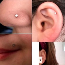 Tamgacrafts Beyaz Zirkon Taşlı 3 mm Mıknatıslı Deliksiz Küpe 1 Çift Manyetik Fake Küpe