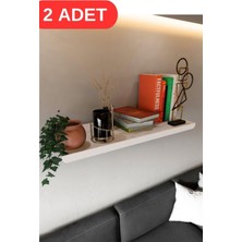 Risingmaber Beyaz Metal Duvara Monte Duvar Rafı, Uçan Duvar Rafı ve Kitaplık Rafı (2 Adet) MT118B