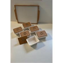 Özgürce 6'lı Seramik Kahvaltı Seti, Bambu Kapaklı Ahşap Tepsili, 120 ml