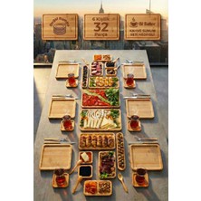 Özgürce Bambu 32 Parça 6 Kişilik Kahvaltı ve Sunum Takımı Seti