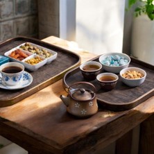 Özgürce Lüx Ahşap Çay ve Sunum Tepsisi Seti, Şık ve Pratik Kullanım