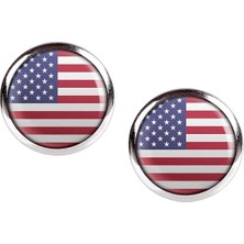 Tamgacrafts Amerika Usa Bayrağı Küpe 1 Çift Yuvarlak Iğneli Paslanmaz Çelik