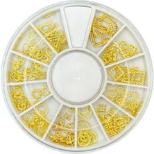 Misyul Tırnak Süsleme Taşı 12 Gözlü Mix Paket Gold Geometrik MIS-2084