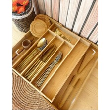 Özgürce Büyük Boy Bambu Çekmece Içi Kaşıklık, Açılır Kapanır, Düzenleyici, Çok Amaçlı