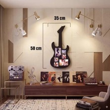 Siv Ticaret Mey Ithalat® Modern Rock Serisi: Siyah Lazer Kesim Gitar Figürlü Çoklu Anı Çerçevesi
