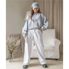 Efnaz Style Düz Bisiklet Yaka Sweat - Gri