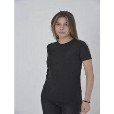Efnaz Style Gögüs Fileli Slim Fit T-Shirt - Siyah