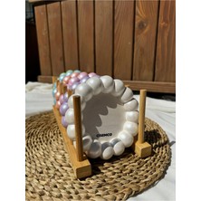 Özgürce Beyaz Sedefli Dekoratif Beton Tabak ve Sunumluk Seti