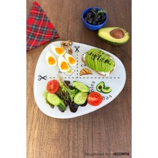 Özgürce Şeffaf Cam Diyet ve Sunum Tabağı, Avokado Desenli, 25X28 cm