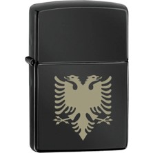 Tamgacrafts Arnavutluk Bayrağı Kartal Motifli Siyah Metal Benzinli Çakmak Albania