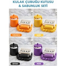 PremiumPort Çiftli Dekoratif Banyo Seti, Sabunluk ve Kulak Çubuğu Kutusu