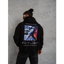 Efnaz Style Erkek Astronot Baskılı Kapüşonlu Sweat - Siyah
