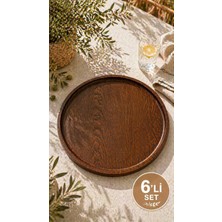 Özgürce Yuvarlak Ahşap Sunum Tepsisi 28 Cm, Doğal Servis Tabağı, Çoklu Set Seçeneği