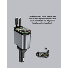 xirshop Araç Şarj Adaptörü 66W Pd Qc Hızlı Şarjlı ve Çekilebilir Kablolu