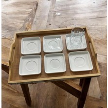 Özgürce 6'lı Porselen Kare Çay ve Dekoratif Tabak Seti, Şık ve Kullanışlı