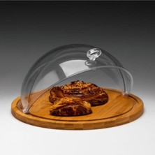 Özgürce Bambu Altlı Polikarbonat Kapaklı Fanus 36X19 Cm, Şık ve Kullanışlı Tasarım
