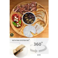 Özgürce Şık 360 Dönerli 5 Bölmeli Bambu Sunum Tabağı, Kahvaltılık ve Çerezlik