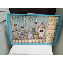 Özgürce El Boyaması Ahşap Yatakta Kahvaltı Tepsisi, Şımarık Tasarım