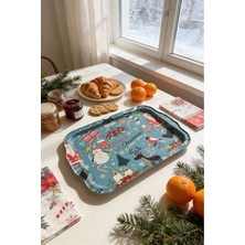 Özgürce Yılbaşı Temalı Dekoratif Metal Tepsi, 21,5 x 31,6 Cm, Servis ve Sunum Için