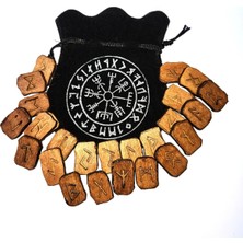 Tamgacrafts Ahşap Yakma Rune Alfabesi Seti 13+ Yaş Vegvisir Desenli Eğlenceli Oyun Aksesuarı