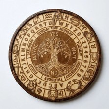 Tamgacrafts 21 cm Astrolojik Ahşap Sarkaç Tahtası Hayat Ağacı ve Zodyak Kehanet Panosu