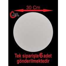 Özgürce 6'lı Paket Beyaz Yuvarlak Ahşap Mdf Pasta Altlığı Seti