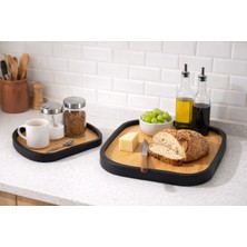 Özgürce Iki Boyutlu Ahşap ve Plastik Dekoratif Sunum Tepsisi Seti